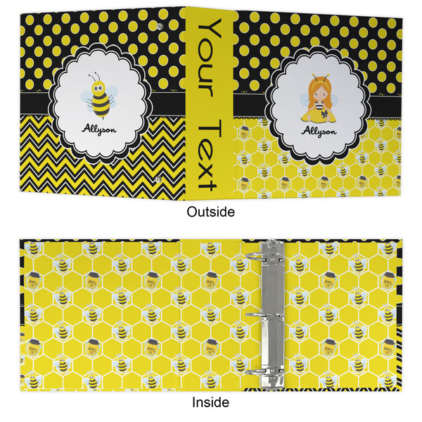 Honeycomb, Bees & Polka Dots 3 Ring Binders - Full Wrap - 3" - APPROVAL