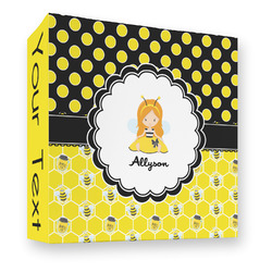 Honeycomb, Bees & Polka Dots 3 Ring Binder - Full Wrap - 3" (Personalized)