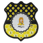 Honeycomb, Bees & Polka Dots Iron On Shield Patch C w/ Name or Text