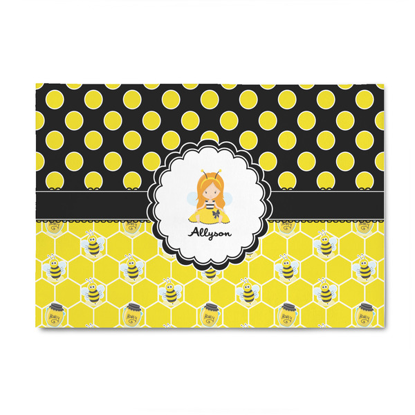 Custom Honeycomb, Bees & Polka Dots 4' x 6' Indoor Area Rug (Personalized)