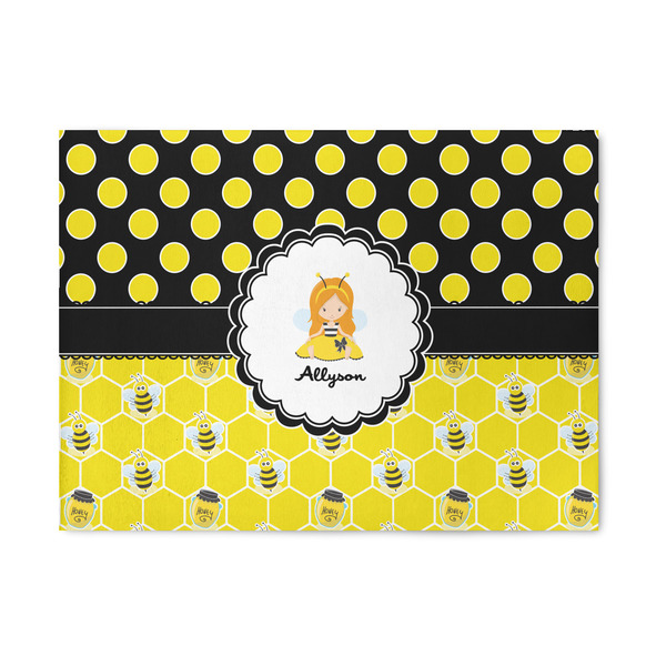 Custom Honeycomb, Bees & Polka Dots 5' x 7' Indoor Area Rug (Personalized)