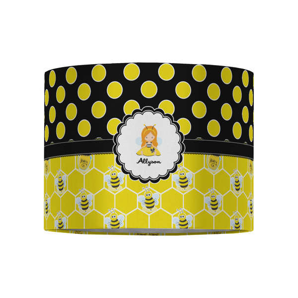 Honeycomb, Bees & Polka Dots 8" Drum Lampshade - FRONT (Fabric)