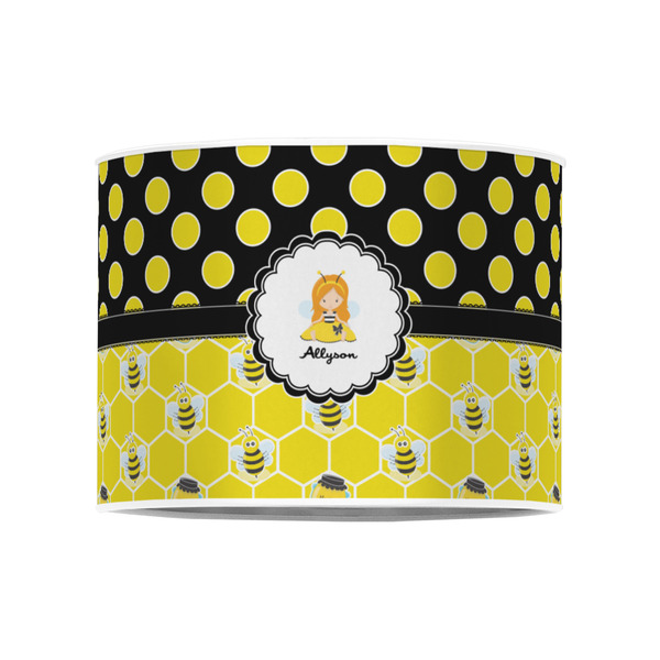 Honeycomb, Bees & Polka Dots 8" Drum Lampshade - FRONT (Poly Film)