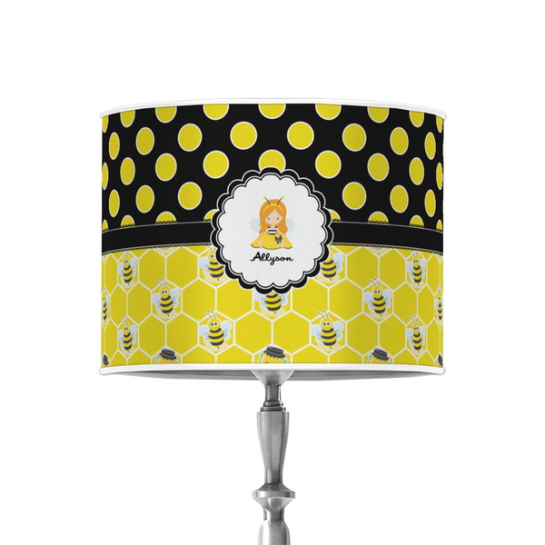 Honeycomb, Bees & Polka Dots 8" Drum Lampshade - ON STAND (Poly Film)
