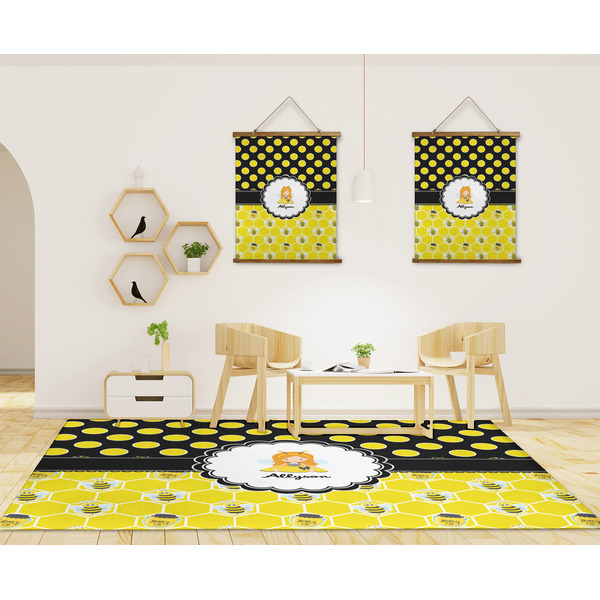 Honeycomb, Bees & Polka Dots 8'x10' Indoor Area Rugs - IN CONTEXT