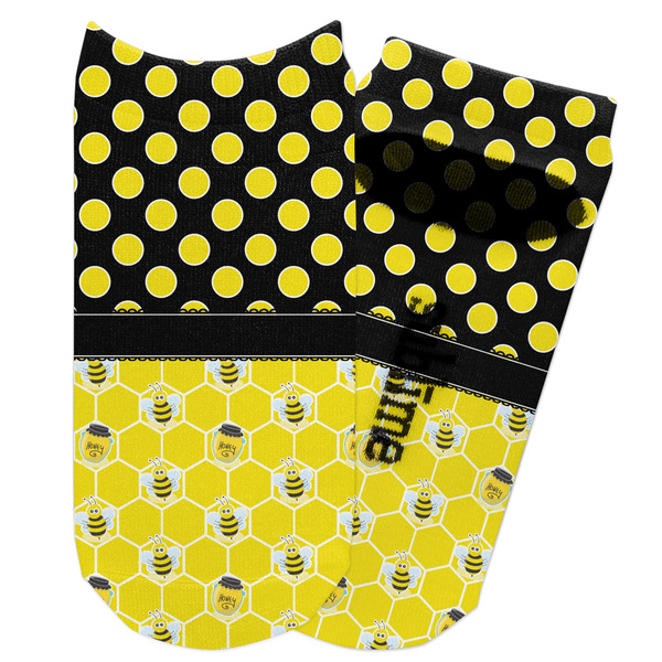 Custom Honeycomb, Bees & Polka Dots Adult Ankle Socks