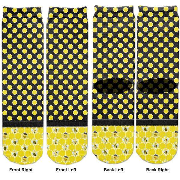 Honeycomb, Bees & Polka Dots Adult Crew Socks - Double Pair - Front and Back - Apvl