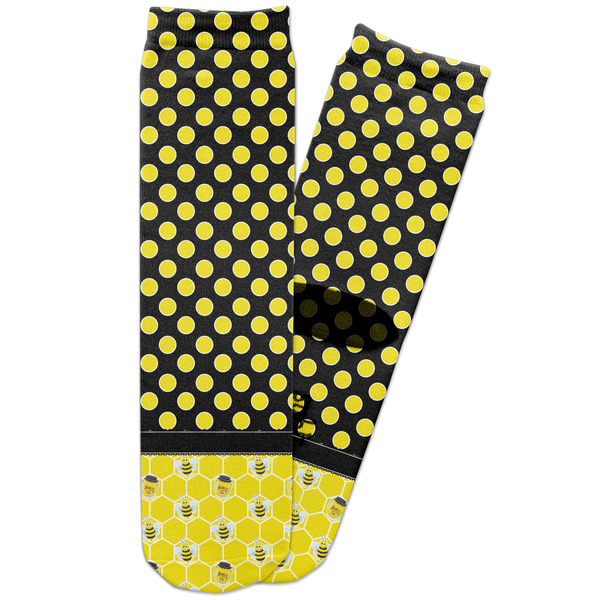 Custom Honeycomb, Bees & Polka Dots Adult Crew Socks