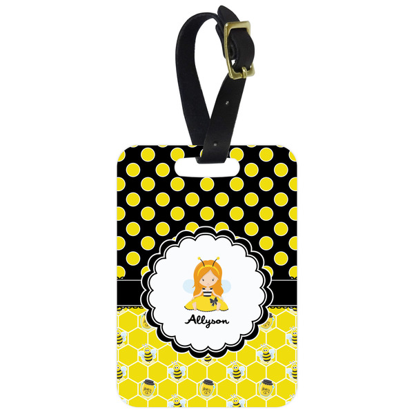 Custom Honeycomb, Bees & Polka Dots Metal Luggage Tag w/ Name or Text