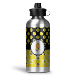 Honeycomb, Bees & Polka Dots Water Bottle - Aluminum - 20 oz (Personalized)