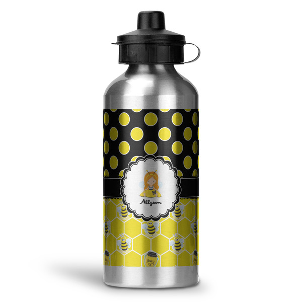 Custom Honeycomb, Bees & Polka Dots Water Bottle - Aluminum - 20 oz (Personalized)