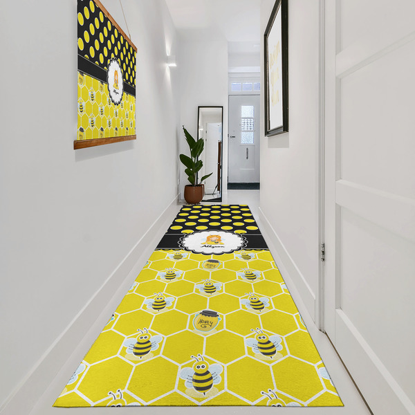 Honeycomb, Bees & Polka Dots Area Rug Sizes - In Context (vertical)