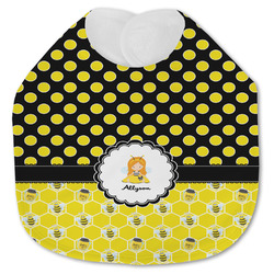 Honeycomb, Bees & Polka Dots Jersey Knit Baby Bib w/ Name or Text