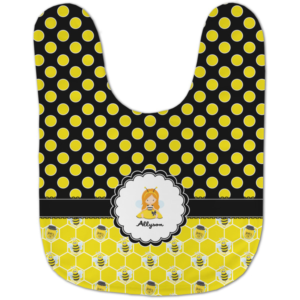 Honeycomb, Bees & Polka Dots Baby Bib - AFT flat