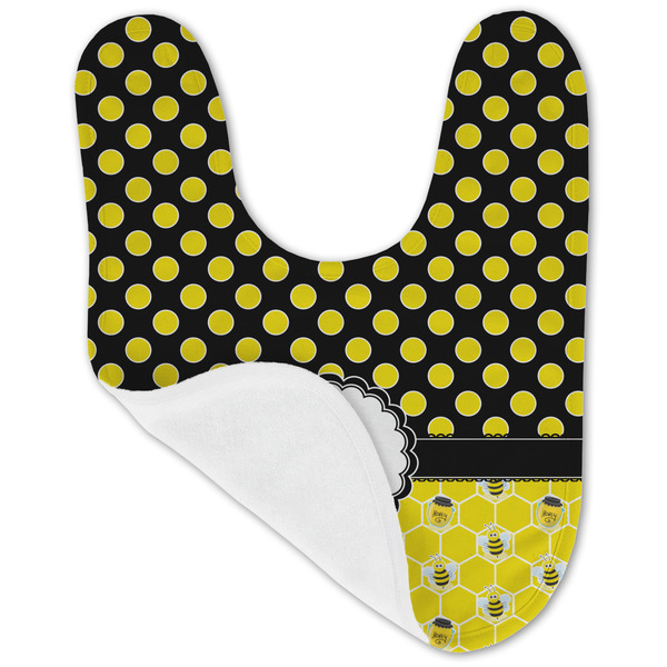 Honeycomb, Bees & Polka Dots Baby Bib - AFT folded