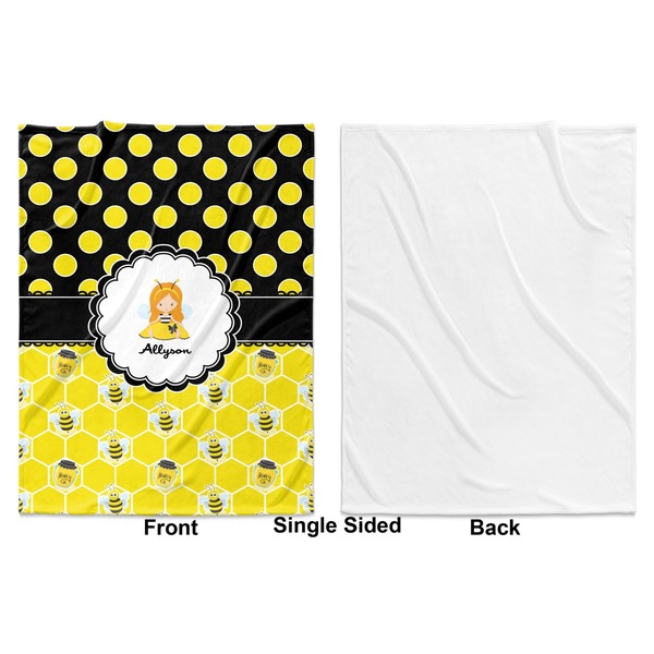 Honeycomb, Bees & Polka Dots Baby Blanket (Single Side - Printed Front, White Back)