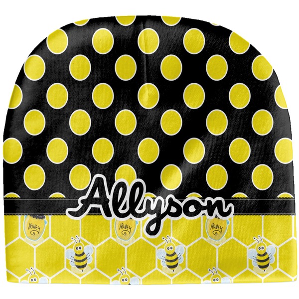 Custom Honeycomb, Bees & Polka Dots Baby Hat (Beanie) (Personalized)