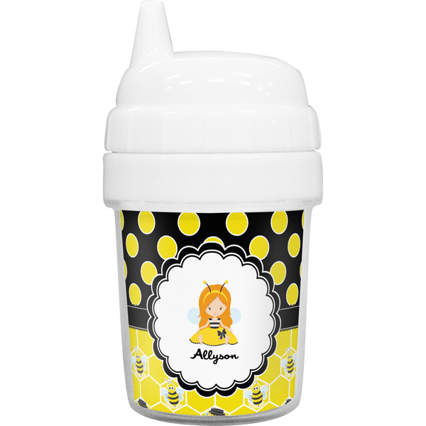 Custom Honeycomb, Bees & Polka Dots Baby Sippy Cup (Personalized)