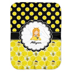 Honeycomb, Bees & Polka Dots Baby Swaddling Blanket (Personalized)