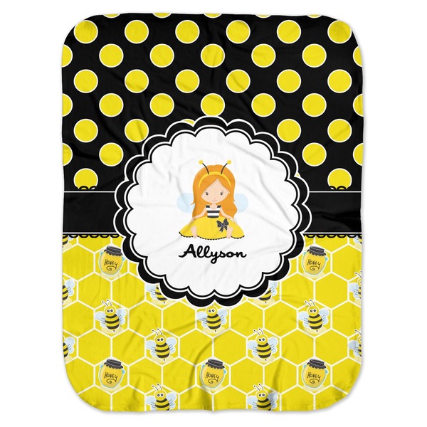 Custom Honeycomb, Bees & Polka Dots Baby Swaddling Blanket (Personalized)