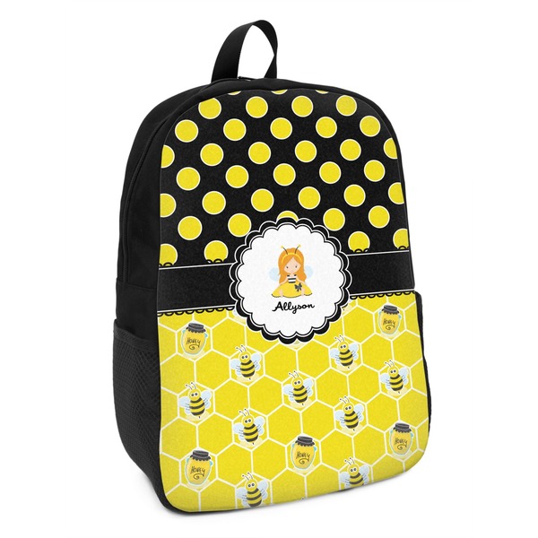 Custom Honeycomb, Bees & Polka Dots Kids Backpack (Personalized)