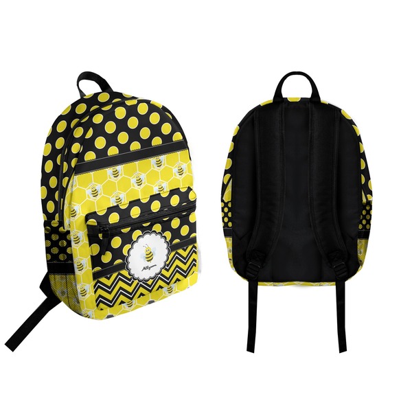 Honeycomb, Bees & Polka Dots Backpack front and back - Apvl