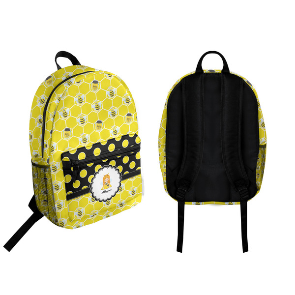 Honeycomb, Bees & Polka Dots Backpack front and back - Apvl
