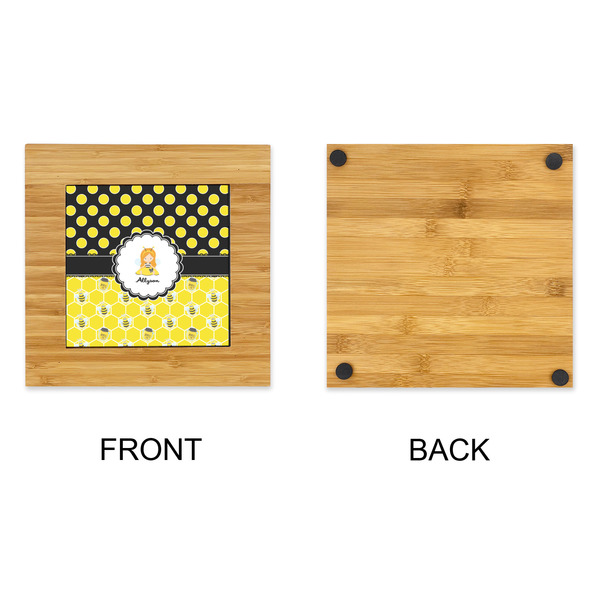 Honeycomb, Bees & Polka Dots Bamboo Trivet with 6" Tile - APPROVAL