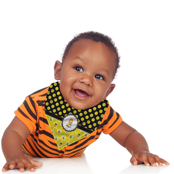 Honeycomb, Bees & Polka Dots Bandana Bib - (Lifestyle 1 boy)