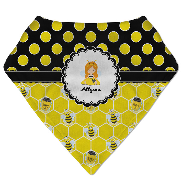 Custom Honeycomb, Bees & Polka Dots Bandana Bib (Personalized)