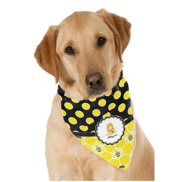 Custom Honeycomb, Bees & Polka Dots Dog Bandana Scarf w/ Name or Text