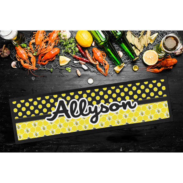 Honeycomb, Bees & Polka Dots Bar Mat - Large - LIFESTYLE