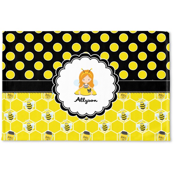 Custom Honeycomb, Bees & Polka Dots Woven Mat (Personalized)