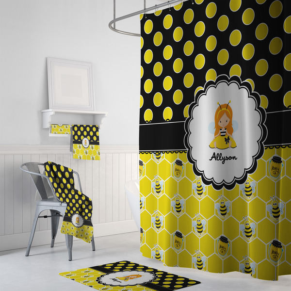 Honeycomb, Bees & Polka Dots Bath Towel Sets - 3-piece - In Context