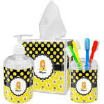 Honeycomb, Bees & Polka Dots Acrylic Bathroom Accessories Set w/ Name or Text