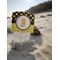Honeycomb, Bees & Polka Dots Beach Spiker white on beach with sand