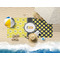 Honeycomb, Bees & Polka Dots Beach Towel Lifestyle