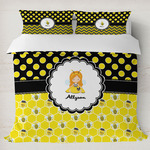 Honeycomb, Bees & Polka Dots Duvet Cover Set - King (Personalized)