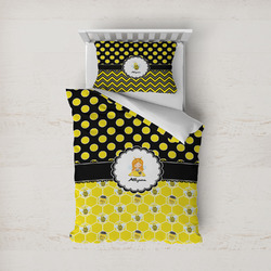 Honeycomb, Bees & Polka Dots Duvet Cover Set - Twin (Personalized)