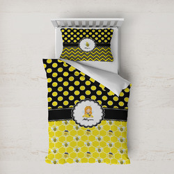 Honeycomb, Bees & Polka Dots Duvet Cover Set - Twin XL (Personalized)