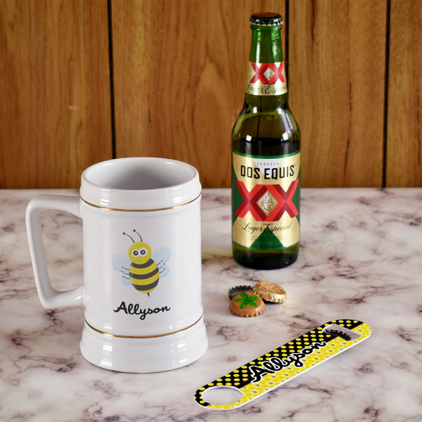 Honeycomb, Bees & Polka Dots Beer Stein - In Context