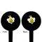 Honeycomb, Bees & Polka Dots Black Plastic 4" Food Pick - Round - Double Sided - Front & Back