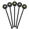 Honeycomb, Bees & Polka Dots Black Plastic 5.5" Stir Stick - Round - Fan View