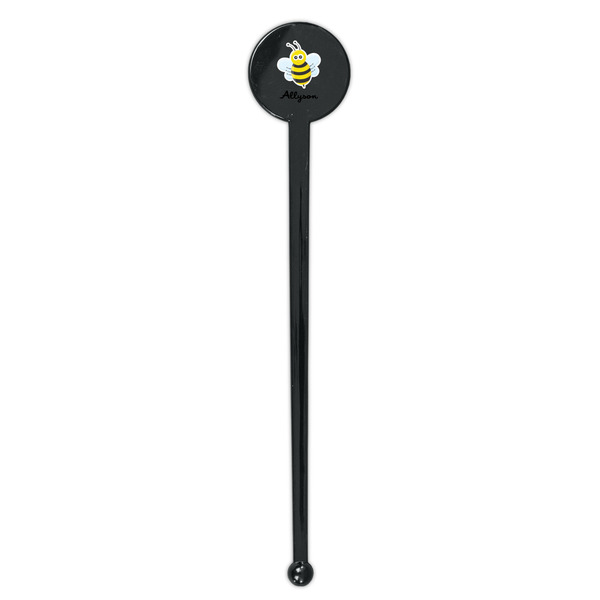 Honeycomb, Bees & Polka Dots Black Plastic 7" Stir Stick - Round - Single Stick