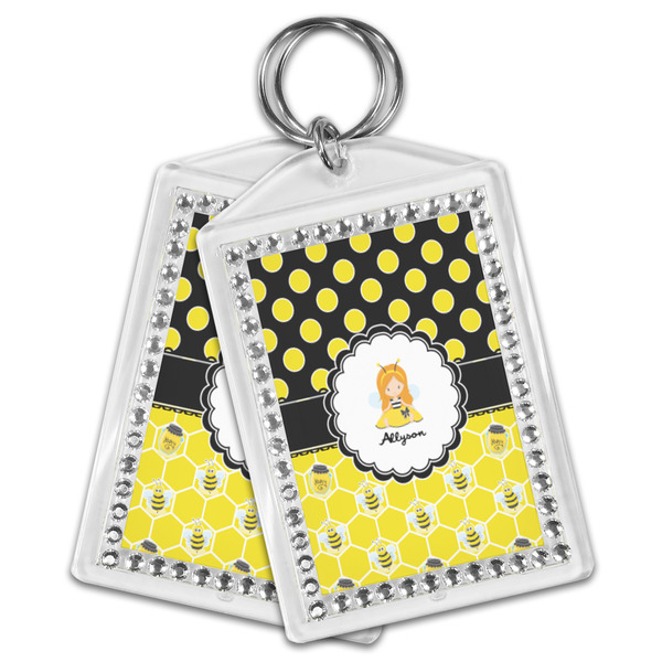 Honeycomb, Bees & Polka Dots Bling Keychain - MAIN