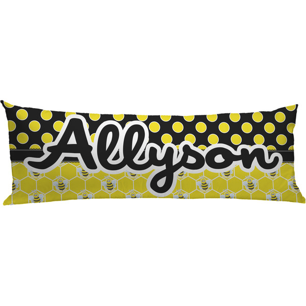 Custom Honeycomb, Bees & Polka Dots Body Pillow Case (Personalized)