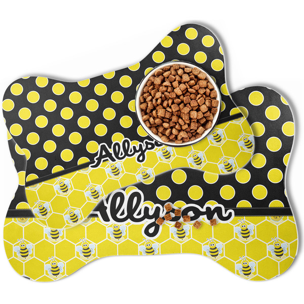 Honeycomb, Bees & Polka Dots Bone Shaped Dog Mats - MAIN