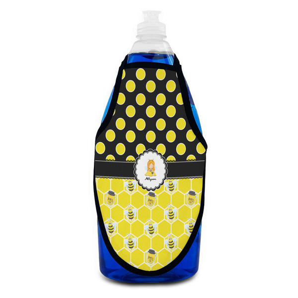 Honeycomb, Bees & Polka Dots Bottle Apron - Soap - FRONT