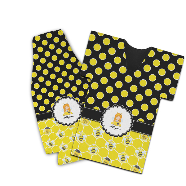 Custom Honeycomb, Bees & Polka Dots Bottle Cooler (Personalized)
