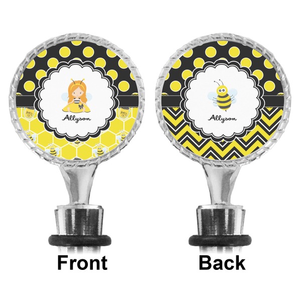 Honeycomb, Bees & Polka Dots Bottle Stopper - Front and Back
